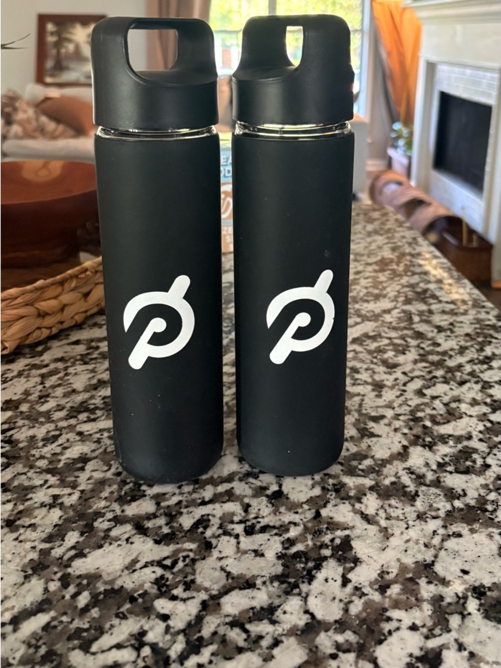 Peloton Matte Black Water Bottles with White Logo (Pair)